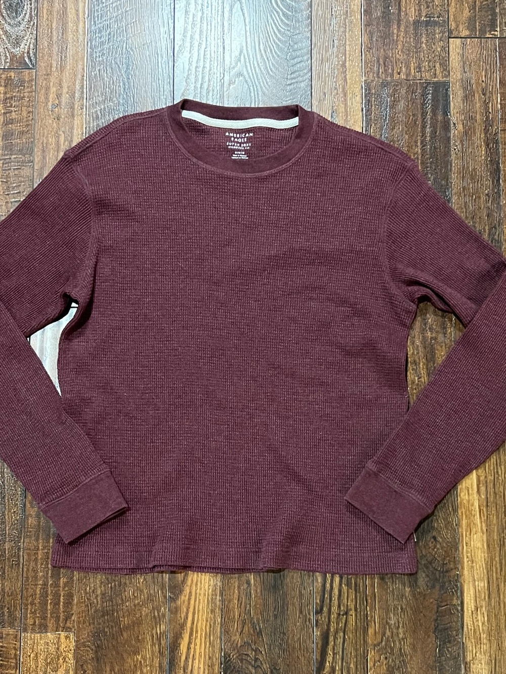 American Eagle Outfitters Maroon Waffle Knit Crewneck
